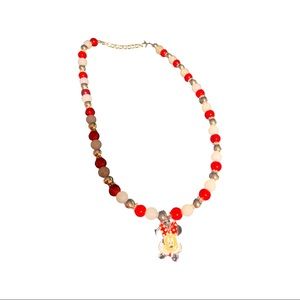 Minnie Mouse red, white and silver beaded Adjustable flexible wire necklace